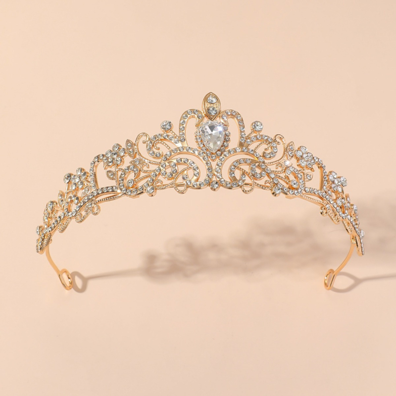 Vjenčana tiara za kosu od legure, lagani luksuzni ženski stil, dizajn krune, elektroplatiranje