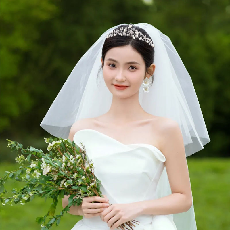 Vjenčani headpiece u korejskom stilu s motivom cvijeća i lišća, legura K9, s perlama