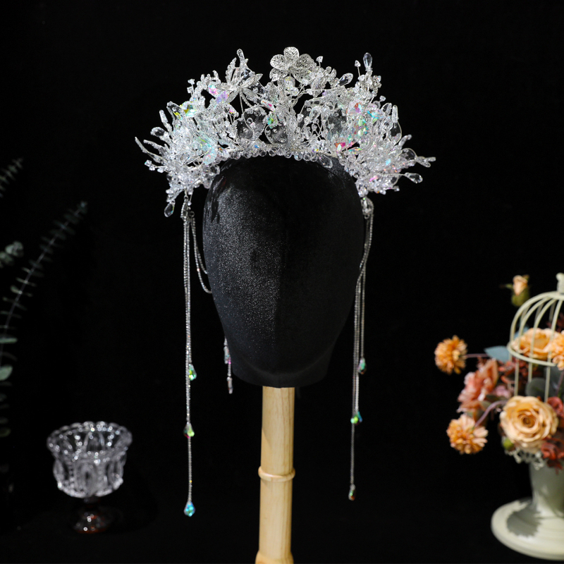 Krona za glavu – legura, bijeli kristal, elektroplatirano, ženski modni dodatak zapadnom stilu vjenčanja