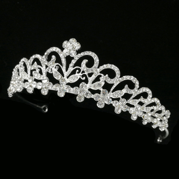 Vjenčana tiara za glavu – legura, dijamantna obrada, cvjetni dizajn, dodatak za glavu