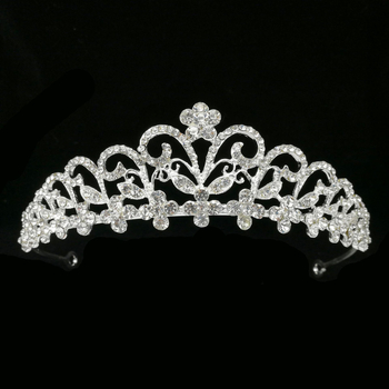 Vjenčana tiara za glavu – legura, dijamantna obrada, cvjetni dizajn, dodatak za glavu