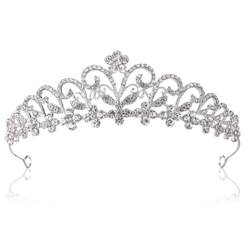 Vjenčana tiara za glavu – legura, dijamantna obrada, cvjetni dizajn, dodatak za glavu