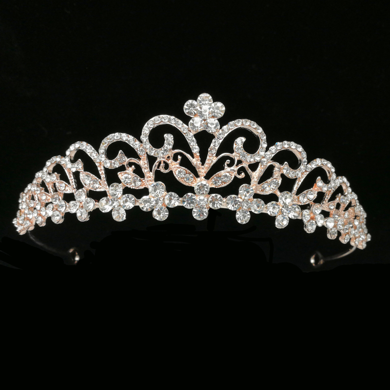 Vjenčana tiara za glavu – legura, dijamantna obrada, cvjetni dizajn, dodatak za glavu
