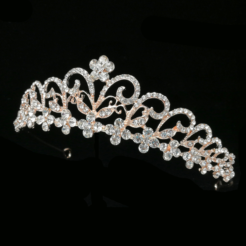 Vjenčana tiara za glavu – legura, dijamantna obrada, cvjetni dizajn, dodatak za glavu
