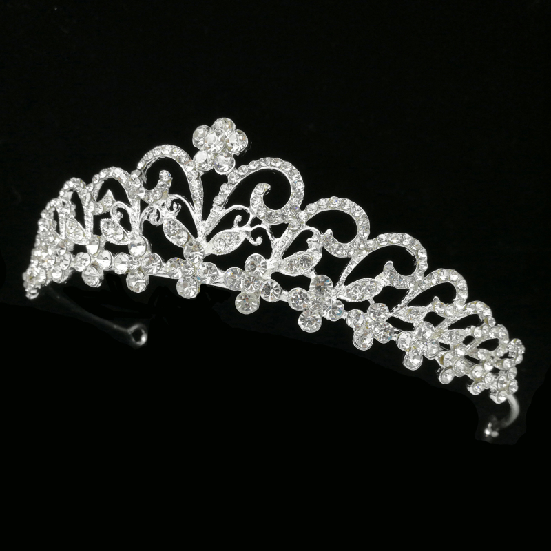 Vjenčana tiara za glavu – legura, dijamantna obrada, cvjetni dizajn, dodatak za glavu
