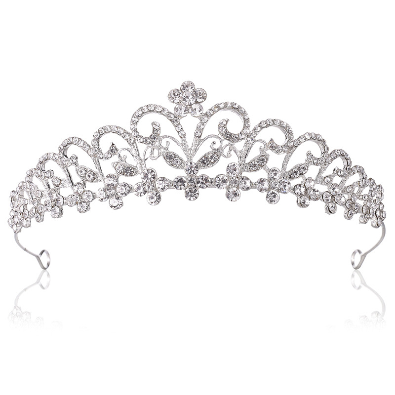 Vjenčana tiara za glavu – legura, dijamantna obrada, cvjetni dizajn, dodatak za glavu