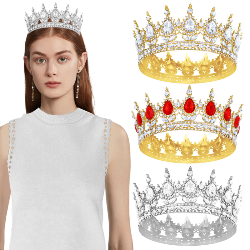 Barokna tiara za nevjestu, cinkova legura, bijeli kristali, elektroplating, ženski dodatak za kosu