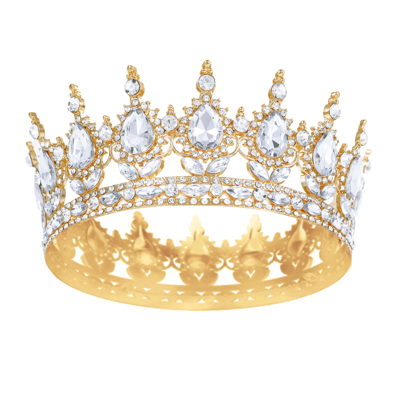 Barokna tiara za nevjestu, cinkova legura, bijeli kristali, elektroplating, ženski dodatak za kosu