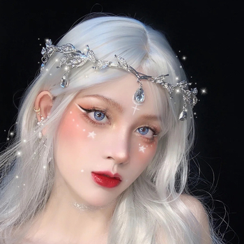 Hanfu nadahnut metalni diadem s kristalima, listić motiv, ženski dodatak za kosu