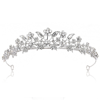 Vjenčana tiara za glavu, cvjetni dizajn, legura, dijamantno obradivanje, rhinestone kristali (Materijal: Legura; Stil: Ženski; Oblikovanje: Cvjetno; Obrada: Dijamant; Tip kristala: Rhinestone)