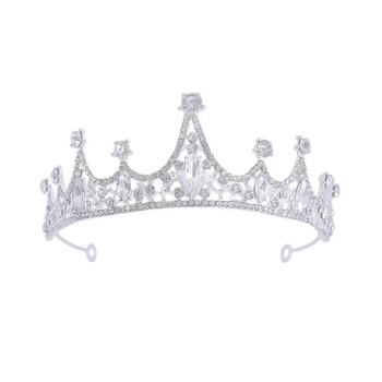 Dječja diadem s kristalima – legura, PT900 čistoća, elektroplatiranje, stil: tiara