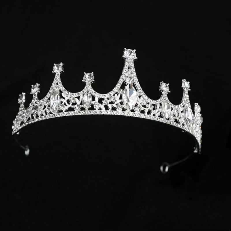 Dječja diadem s kristalima – legura, PT900 čistoća, elektroplatiranje, stil: tiara