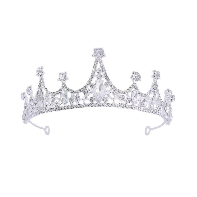 Dječja diadem s kristalima – legura, PT900 čistoća, elektroplatiranje, stil: tiara