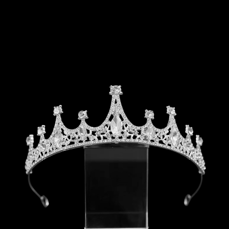 Dječja diadem s kristalima – legura, PT900 čistoća, elektroplatiranje, stil: tiara