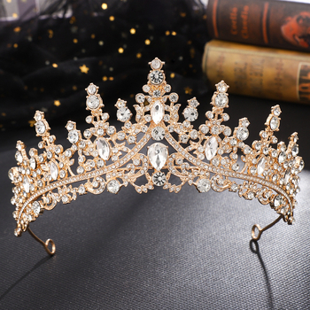 Vjenčana tiara za glavu, vintage stil, legura + staklo, kristali