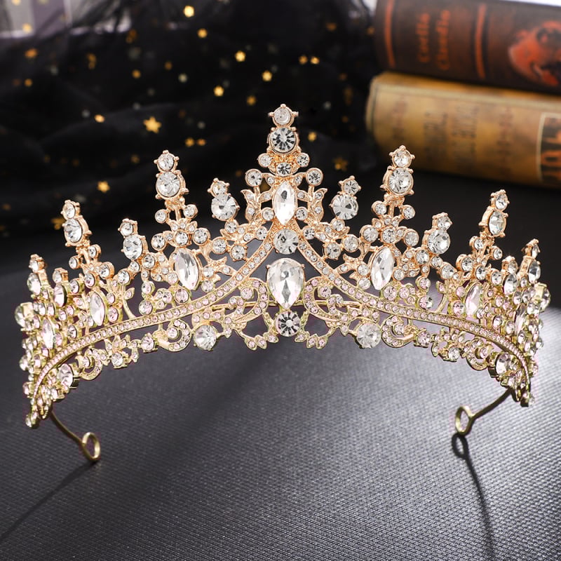 Vjenčana tiara za glavu, vintage stil, legura + staklo, kristali
