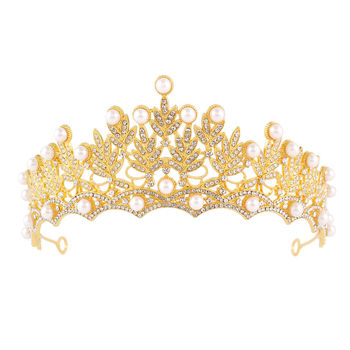 Vjenčana tiara Barokna kruna, legura osnove, bijeli kristali, elektroplatiranje