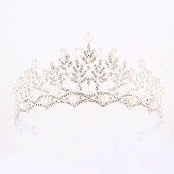 Vjenčana tiara Barokna kruna, legura osnove, bijeli kristali, elektroplatiranje