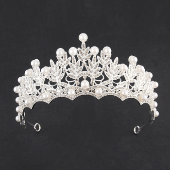 Vjenčana tiara Barokna kruna, legura osnove, bijeli kristali, elektroplatiranje