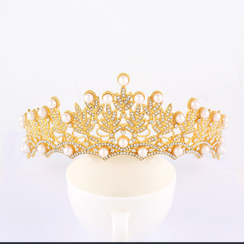 Vjenčana tiara Barokna kruna, legura osnove, bijeli kristali, elektroplatiranje