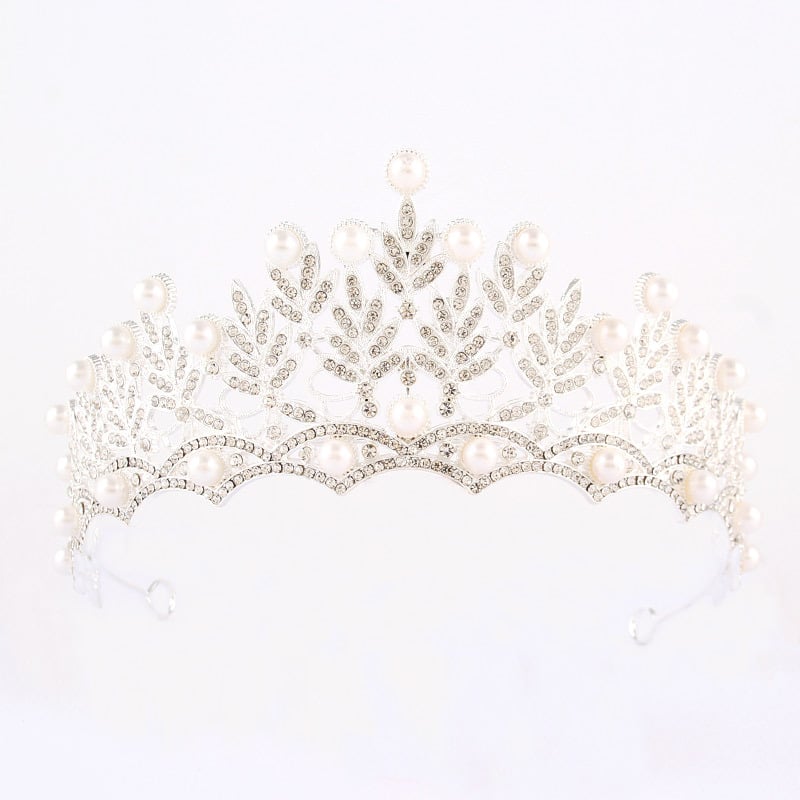 Vjenčana tiara Barokna kruna, legura osnove, bijeli kristali, elektroplatiranje