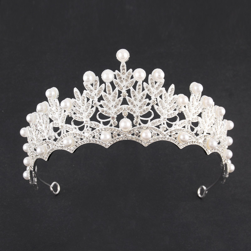 Vjenčana tiara Barokna kruna, legura osnove, bijeli kristali, elektroplatiranje