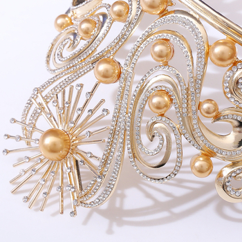 Barokna tiara za vjenčanje ili rođendan, legura, KC zlato, bijeli kristali, polirana završna obrada