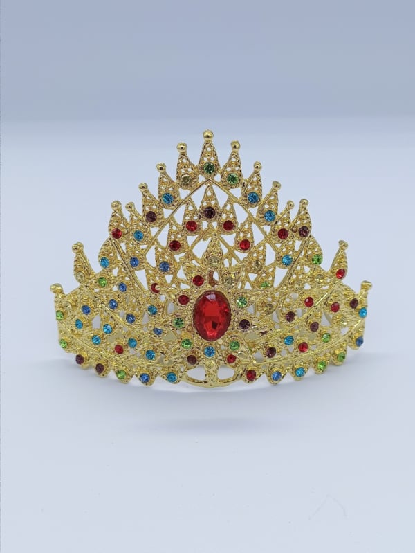 Thai stil kruna za kosu – legura, imitacija zlata, ametistni kristali, elektroplatiranje, ženski dodatak za kosu