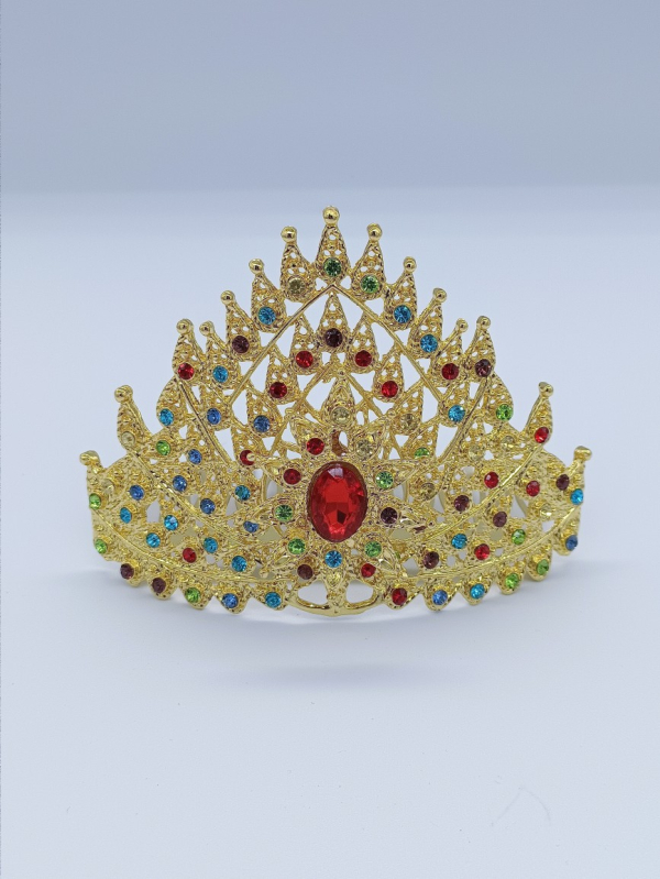 Thai stil kruna za kosu – legura, imitacija zlata, ametistni kristali, elektroplatiranje, ženski dodatak za kosu