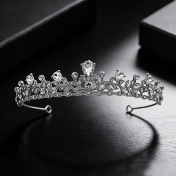 Ötvözet fejfedő korona gyémánt-díszítésű mikro pavé cirkóniával, egyszerű és elegáns női kiegészítő ceremóniákra