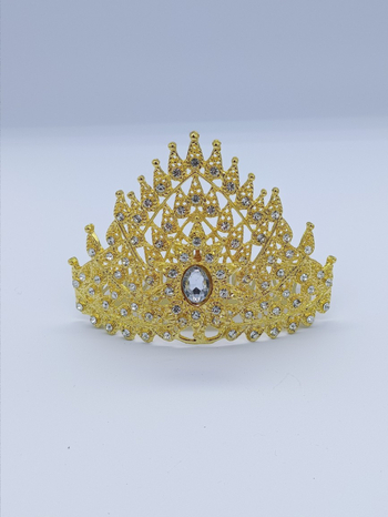 Kruna za kosu s ametistnim kristalom – zlitina, imitacijsko zlato, elektroplatiranje