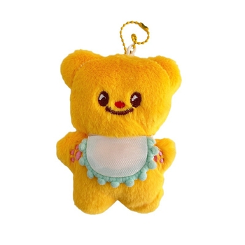 Plush medvjed i mačić privjesak — crtani mini privjesak za torbu, poluručna izrada, jesen 2024, uzorak: križ/kruna/romani brojevi