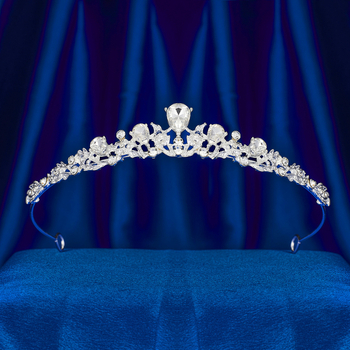 Korona od legure u obliku lista s kristalima za kosu – vjenčana tiara, elektroplatiranje završna obrada