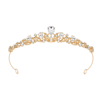 Korona od legure u obliku lista s kristalima za kosu – vjenčana tiara, elektroplatiranje završna obrada