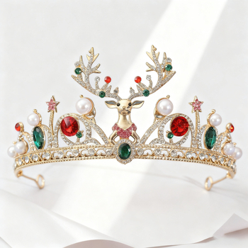 Tiara za glavu: oblik malog jelena sa umjetnim kristalima, legura, elektroplatiranje, cartoon stil, unisex