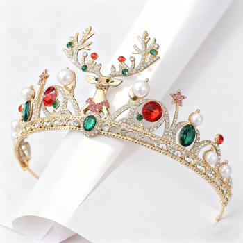 Tiara za glavu: oblik malog jelena sa umjetnim kristalima, legura, elektroplatiranje, cartoon stil, unisex