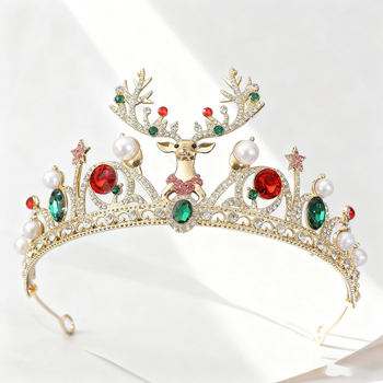 Tiara za glavu: oblik malog jelena sa umjetnim kristalima, legura, elektroplatiranje, cartoon stil, unisex