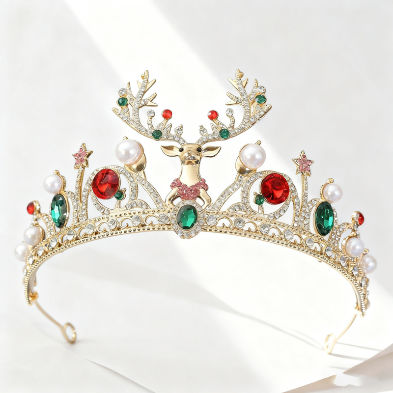 Tiara za glavu: oblik malog jelena sa umjetnim kristalima, legura, elektroplatiranje, cartoon stil, unisex