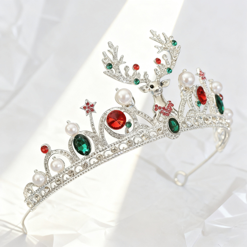 Tiara za glavu: oblik malog jelena sa umjetnim kristalima, legura, elektroplatiranje, cartoon stil, unisex