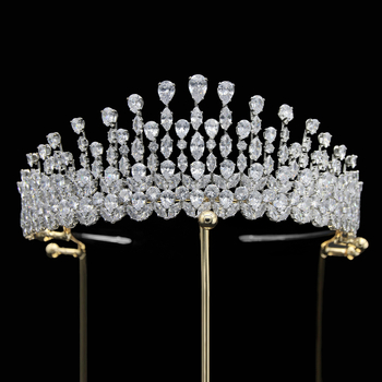 Nevjesta kosa tiara od bakreno-zirkonijskog materijala, ženski stil, kruna za princezu, pravi cirkon kristali, težina 115 g, elektroplatiranje, mogućnost prilagođavanja, odvojeno pakiranje