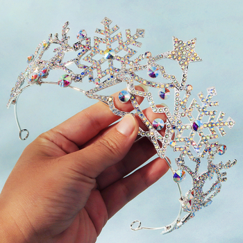 Miallo Krona od legure s dijamantnim ukrasom, srebrno premazana, ženski stil