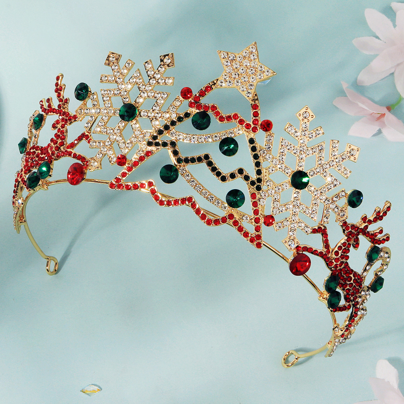 Miallo Krona od legure s dijamantnim ukrasom, srebrno premazana, ženski stil