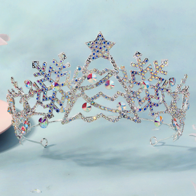 Miallo Krona od legure s dijamantnim ukrasom, srebrno premazana, ženski stil