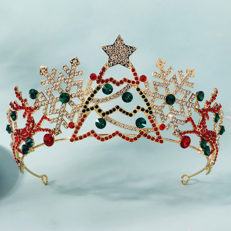 Miallo Krona od legure s dijamantnim ukrasom, srebrno premazana, ženski stil