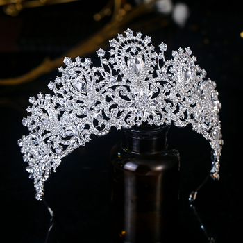 Ukras za glavu — kruna od legure, elektroplatin završni sloj, prirodan ženski stil, kristalni kamenci, mogućnost prilagodbe