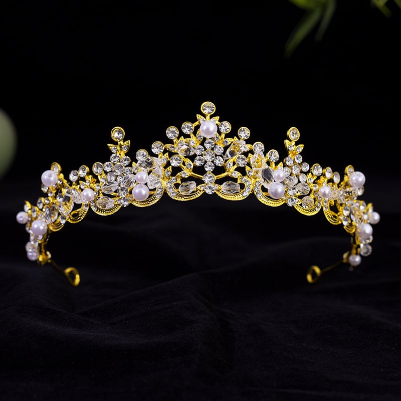 Nevjesta tiara za glavu od legure, bijeli kristali, elektroplatiranje, oblik: kruna