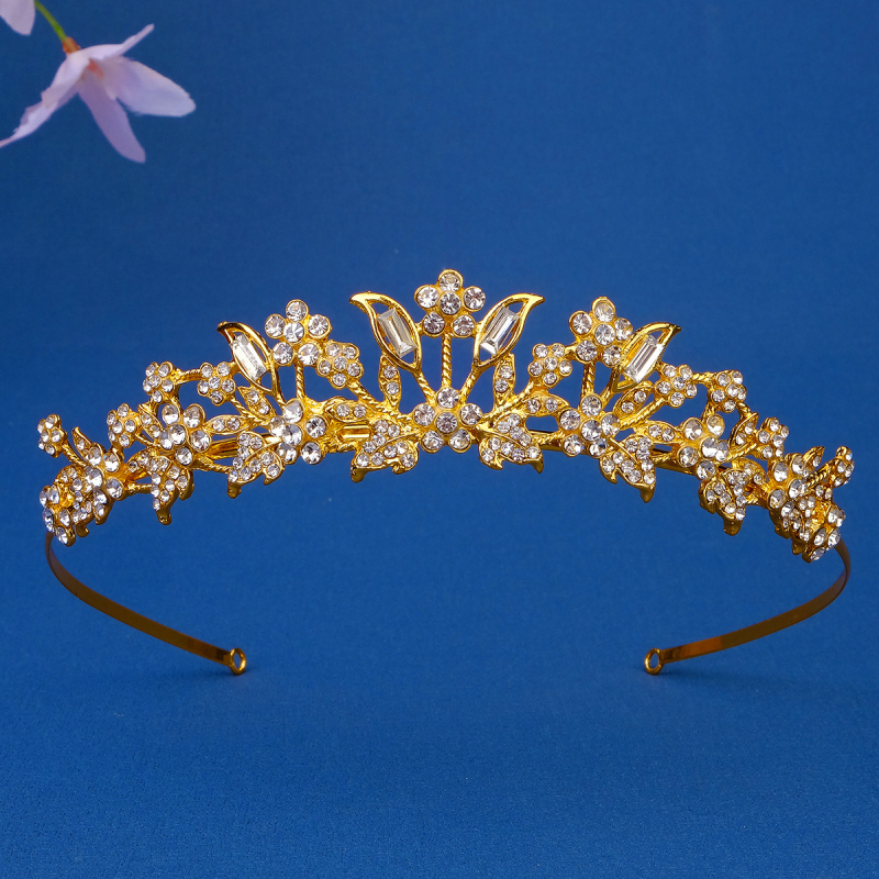 Galvos karūna iš lydinio su perlų ir krištolo akcentais, rankų darbo, retro vestuvinis papuošalas