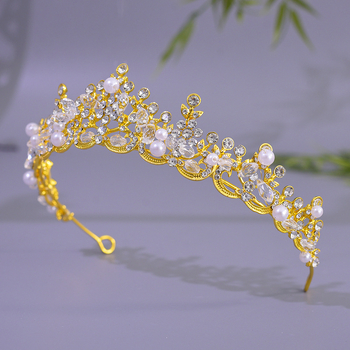 Nuotakos karūna iš lydinio | princesės stilius | elektroplakavimas | baltasis kristalas | galvos aksesuaras