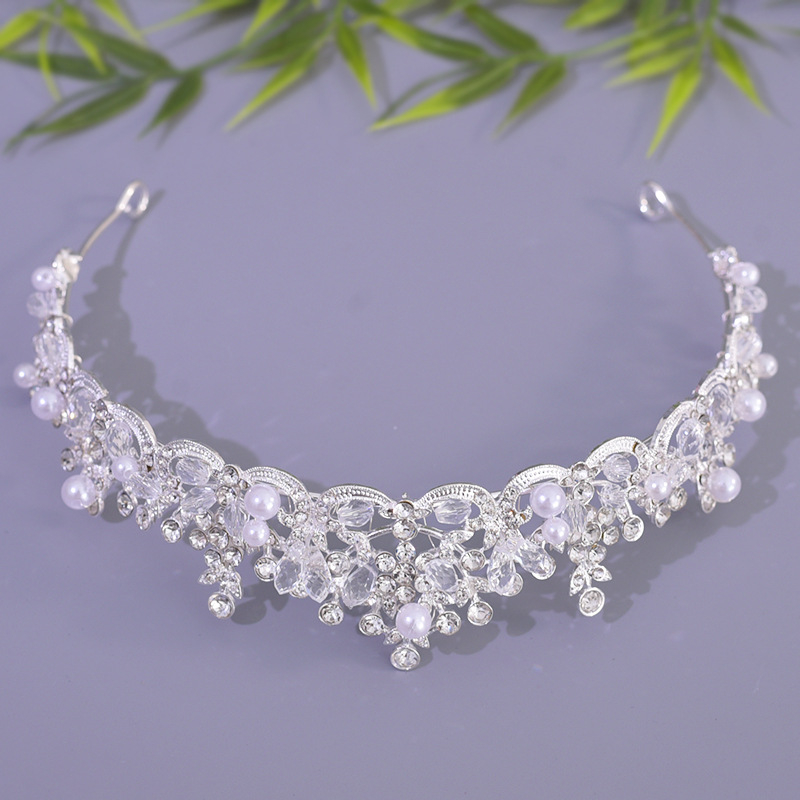 Nuotakos karūna iš lydinio | princesės stilius | elektroplakavimas | baltasis kristalas | galvos aksesuaras