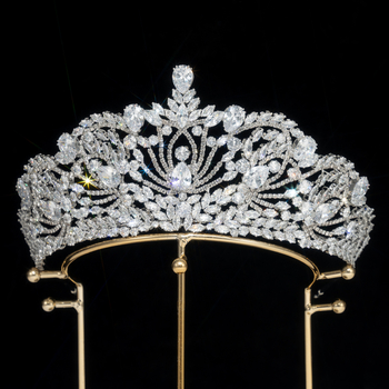 Nevjesta tiara – koreanskog stila cirkonova krona, metal, elektroplatiranje, pravi cirkonijski kristali
